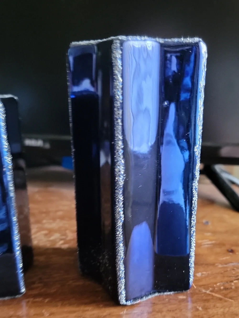 Set If 3 Blue Glass Accent Tealight Candle Holder Trio - Home Accents - Picture 4 of 7